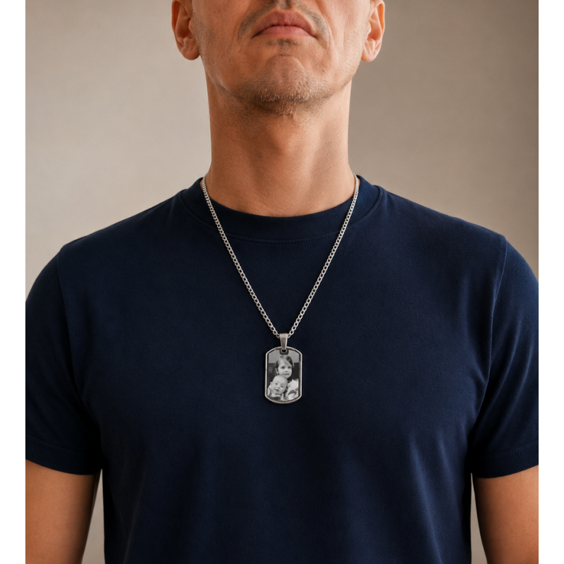 Pendentif Photo Personnalisé - Plaque Militaire