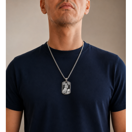Pendentif Photo Personnalisé - Plaque Militaire