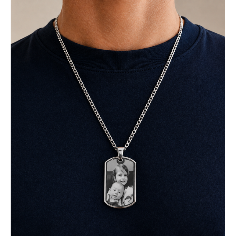 Pendentif Photo Personnalisé - Plaque Militaire
