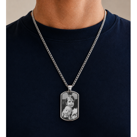 Pendentif Photo Personnalisé - Plaque Militaire
