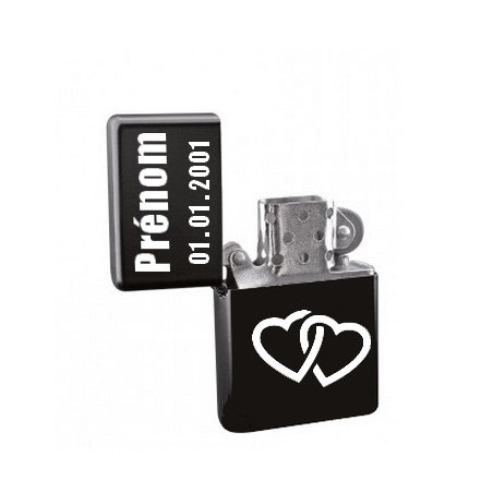 Briquet - 2 coeurs Noir